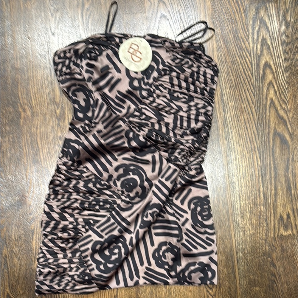 Women's Black and Brown Patterned Dress
